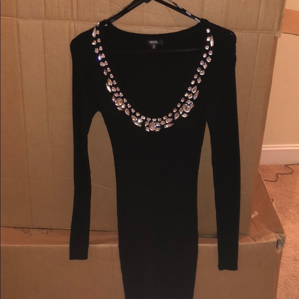 Black tight dress and with gems!